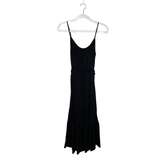 Sugarlips Sun Beam Trapeze Midi Dress Size XS Black Tie Waist New - Picture 2 of 8